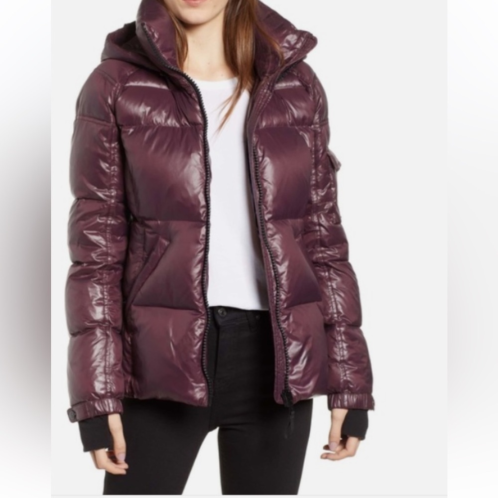 S13 Kylie Down Puffer Coat in Burgundy . He doesn't have the hat.